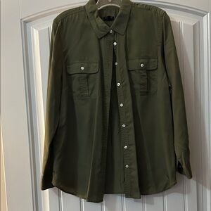 Talbots Olive Green Button-Up Blouse